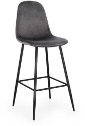 Bizzotto Set 4 scaune bar otel negru catifea gri Irelia 44x53x112 cm (0734243)