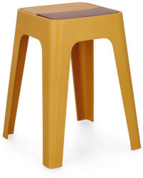 Bizzotto Set 4 tabureti polipropilena galben mustar maro Hobbit 36.5x36.5x46.5 cm (0734511)