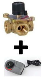 BRH keverőcsap szett komplett: 3 járatú / háromjáratú, 1" BM / belső menetes kivitel, Kv: 12 + Rotary Servomotor / motor (működési tartomány: 90°, nyomaték: 6Nm, 230V/50Hz) BRH-137, BRH-145