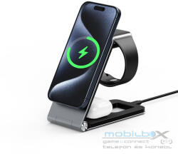 DUZZONA foldable wireless charger 3in1 compatible with MagSafe 15W W22 black