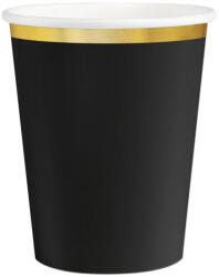 PartyPal Papírpohár 2, 2 dl 6db Fekete, Arany széllel (LUFI514782)