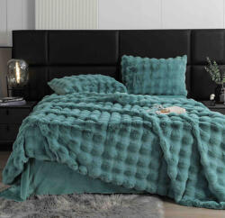 Jojo Home Lenjerie de pat dublu cocolino, din blana artificiala de iepure, 6 piese. cearceaf de pat normal, turcoaz-A1045 (A1045) Lenjerie de pat