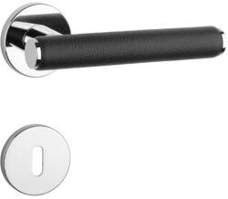 APRILE EGERIA Körrozettás R SLIM 7MM LC/ Fekete bőr - Fényes króm színű/ Fekete bőr BB (AS-EGERIA-R-7S-LC-BLACK-LEATHER-51)