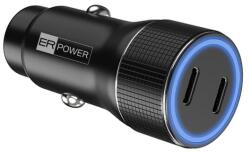 ER POWER 40W USB-C PD QC 3.0 fém kettős autós töltő (ERPW40PDC2)