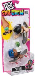 Tech Deck Set 2 Tech Dech Sk8 Crew - Placa si figurina 9.6 cm, Sapca neagra si casca (Albastru) Figurina