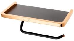 FDesign Suport hartie igienica FDesign Merida negru-rose gold cu raft (FDSFD6-MRD10-25)