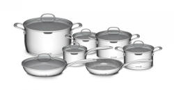 G21 Gourmet Miracle edénykészlet szűrővel, 13 darab, rozsdamentes acél/greblon (G21-13HP-MR) - pepita