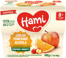 Hami Gyümölcspüré 100% gyümölcs alma narancs acerola 400g, 8+