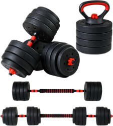 Funfit multifunkciós 4in1 Súlyzó szett 39kg + fogantyúk - fekete-piros (3871)