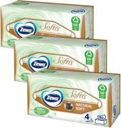 Zewa Softis Natural Soft illatmentes 4 rétegű dobozos Papír zsebkendő 3x80db