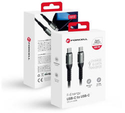 Forcell F-Energy C260 USB-C-USB-C QC4.0 töltő / adatkábel, PD 5A, 100W, 1, 2m, fekete
