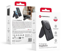 Forcell F-energy F10K2 MagSafe kompatibilis power bank / Power bank / külső akkumulátor, fekete (PD QC3.0 5A/20W/10 000 mAh)
