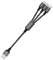 4smarts 3in1 ForkCord töltő- és adatkábel microUSB / Type-C / Lightning, 20cm, fekete (4S468745)