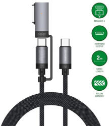 4smarts ComboCord USB-C adatkábel, MagSafe 3 adapterrel, 100W, 2m, fekete (4S541305)