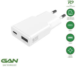 4smarts PDPlug Duos Slim USB-C-USB-A hálózati adapter 20W, GaN, 1A, fehér (4S541122)