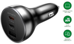 4smarts VoltRoad Ultimate USB-A-2xUSB-C autós töltő, 160W, fekete (4S541224)