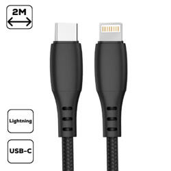 Cellect Töltő- és adatkábel USB-C / Lightning 3A, 2m, fekete (MDCU-TYPEC-LIGHTN2BK)