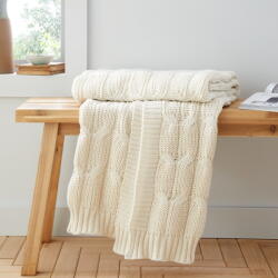 Catherine Lansfield Fehéresbézs kötött takaró 130x170 cm Chunky Marl Knit - Catherine Lansfield