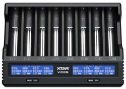 Xtar nyolccsatornás 18650 VC8S USB Lithium-Ion Li-Ion akkumulátor/cella töltő/adapter