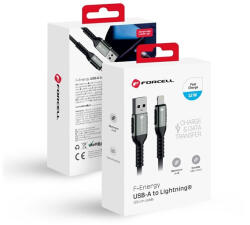 Forcell F-Energy C257 USB A-Lightning töltő / adatkábel, 2, 4A, 12W, 1, 2m, fekete