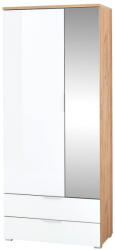 Germania Fehér ruhásszekrény tölgyfa dekorral, tükörrel 84x196 cm Telde - Germania