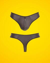 Svenjoyment - Fényes férfi tanga strasszos cipzárral (fekete) L