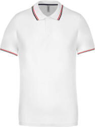 Kariban Férfi kontrasztcsíkos rövid ujjú galléros piké póló, Kariban KA250, White/Navy/Red-3XL (ka250wh-nv-re-3xl)