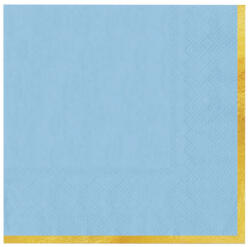 PartyPal Szalvéta 33x33cm 10db Világoskék, Arany széllel (LUFI527200)