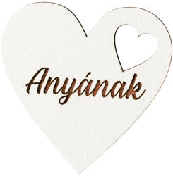 Valex Decor 6db. "Anyának" feliratos fa szívecske 5cm - Fehér (MT9-155)