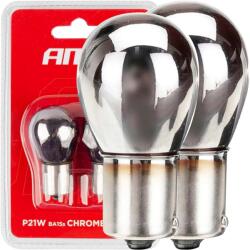 AMiO Set 2 becuri cu halogen, cromate, soclu P21W, BA15s, alimentare 12V (AVX-AM03110)