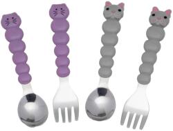 Melii Комплект прибори за хранене Melii - Неръждаема стомана, 12м+, Cat & Bulldog (ML15900) - baby