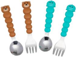 Melii Комплект прибори за хранене Melii - Неръждаема стомана, 12м+, Bear & Shark (ML16000) - baby