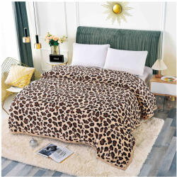 Patura de pat cu model leopard 200x230 cm