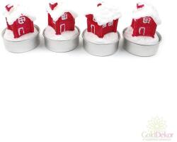 Gold Dekor Karácsonyi házikó formájú gyertya, 4db/csomag