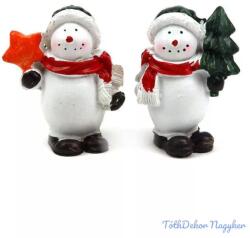 Tóth-Dekor Karácsonyi piros sálas hóember figura szett, 6 cm