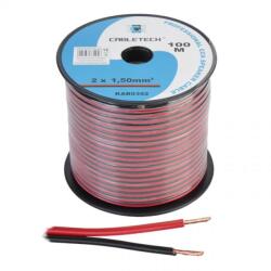 Cabletech Hangszórókábel 2 x 1, 5 mm-es CCA fekete - piros (100 m)
