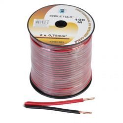 Cabletech Hangszórókábel 2 x 0, 75 mm CU fekete - piros (100 m)
