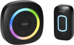 VIRONE Vezeték nélküli akkumulátoros csengő PELA RGB LED 300m fekete
