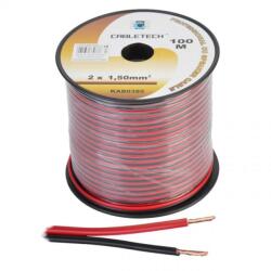 Cabletech Hangszórókábel 2 x 1, 5 mm-es CU fekete - piros (100 m)