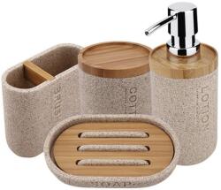 Nimco Kora - Set de accesorii pentru baie 4 în 1, bej nisipiu/bambus KO 24000SET-86 (KO 24000SET-86)
