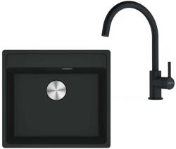 Franke - Set de bucătărie G274MČ, chiuvetă fragranit MRG 610-52 RTL și baterie FC 6018.901, negru mat 114.0700. 787 (114.0700.787)