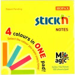 Hopax Magic notes autoadeziv 76x76mm 100 file 4 culori neon (HO-21571)
