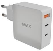AVAX CH921W PRIME 140W GaN 2x Type C (PD 3.1) + USB A 30W hálózati gyorstöltő (fehér) (AVAX_CH921W) (AVAX_CH921W)