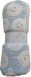 Soffi Baby takaró plüss dupla kék fehér macipofi 75x100cm - babycenter-online