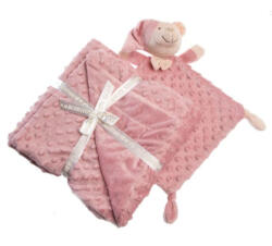 Gamberritos takaró - plüss buborékos anyagú 80x110cm plüss szundikendővel maci rózsaszín 10339 - babycenter-online