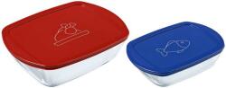 Pyrex 913S567/7645 Ételtároló doboz szett, téglalap alakú, 2 db