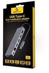Gembird USB Type-C 5-in-1 multi-port adapter (Hub + HDMI + PD + card reader + LAN) (A-CM-COMBO5-05)