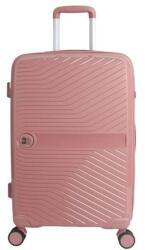  Trolley bőrönd, Reliefate csíkokkal, 20 kg teherbírású, 58L, 42.5x24x66 cm, rózsaszínű