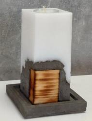 České svíčky Betonka Nagy gyertya fa, beton és viasz kombinációjával 6 x 6 x 14 cm - alátéttel