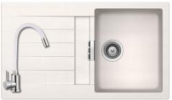 SCHOCK 103060+SAP4-F090KW - SCHOCK HKT Kolumba D-100 /Signus D-100 1m 1cs 860X500 mm Cristalite® gránit mosogató fehér + ZEGOR csaptelep fehér szett (103060+SAP4-F090KW)